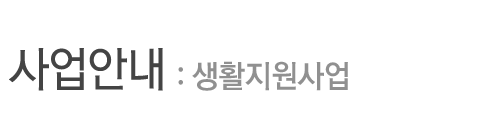 사업안내 - 생활지원사업